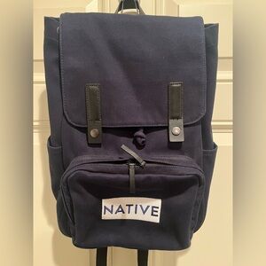 Everlane backpack navy blue w/ NATIVE patch work mint woman’s canvas